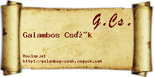 Galambos Csák névjegykártya